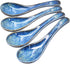 4 Pieces Soup Spoon Set, Asian Soup Spoon, Long Handle Ceramic Soup Spoons, Retro Blue Ramen Bowl Soup Spoon Suitable for Soup, Dumplings, Gravy, ...