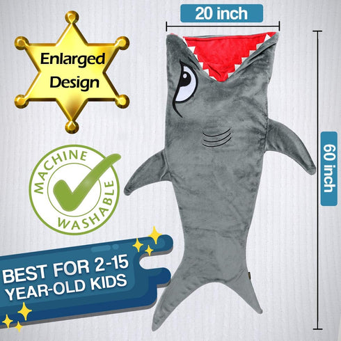 CozyBomB™ Shark Blanket Cozy Wearable Hoodie, Cartoon Animals Shark Hoodie Onesie,Gray Sleeping Bag Interesting Onesie Blanket Costume Gifts for B...