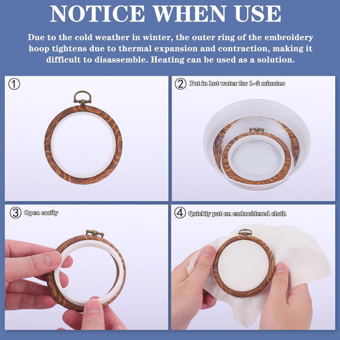 8 Pcs/Set Mini Embroidery Hoops 3 Inch Round Imitated Wood Plastic Display Frame Reusable Circle Cross Stitch Hoop Ring for Art Craft Sewing and H...