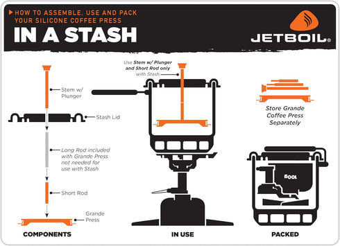 Jetboil Silicone French Press Coffee Maker Camping and Backpacking Stoves,1000 milliliters Grande...