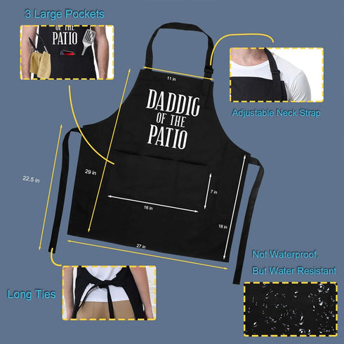 Miracu Grill Apron for Daddy, Daddio of The Patio, Dad Gifts from Daughter Son - Funny Fathers Christmas, Birthday Gifts for Dad, Best Step Daddy,...