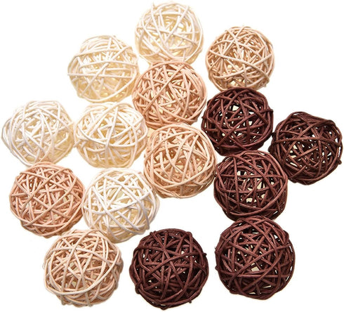 Pomeat 15pcs Wicker Rattan Balls Decorative Ball Orbs Vase Fillers Table Decor, Wedding Party Decoration, Decorative Balls for Centerpiece Bowls...