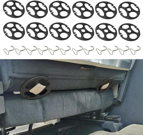 24PCS Car Seat Cover Plum Plate Metal Hooks, 12Pcs Plastic Car Seat Covers Chucks and 12Pcs Metal Hooks Locking Clip Plastic Card Fixed Fastener B...