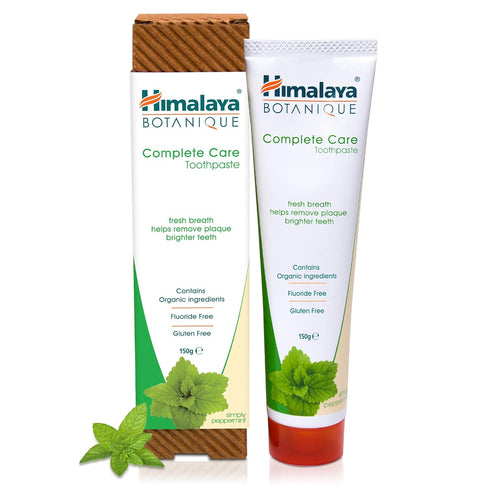 Himalaya Botanique Complete Care Toothpaste, Herbal, Peppermint Flavor, Fights Plaque, Freshens Breath, Fluoride Free, No Artificial Flavors, SLS ...