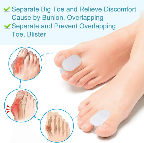 Povihome 10 Pack Gel Bunion & Toe Spacers Separators (0.3'' Thick) and Straightener Orthotics for Bunion Overlapping Toes, Bunion Toe Pain Relief ...