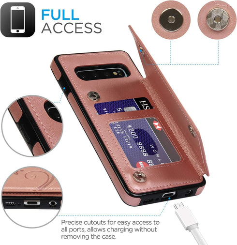Compatible with Galaxy S10 Case Wallet, Case with Card Holder Embossed Butterfly Slim Folio Leather Cover Shockproof Kickstand with Credit Card Sl...