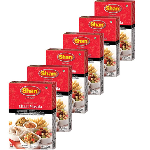 Shan - Chaat Masala Seasoning Mix (100g) - Spice Packets for Tangy and Spicy Garnish (Pack of 6)...