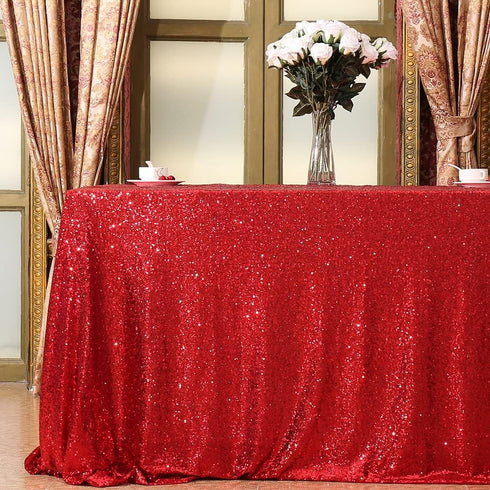 Eternal Beauty Red Square Sequin Tablecloth Sparkly Overlay for Wedding Party Birthday Baby Shower Christmas 48"x48"...