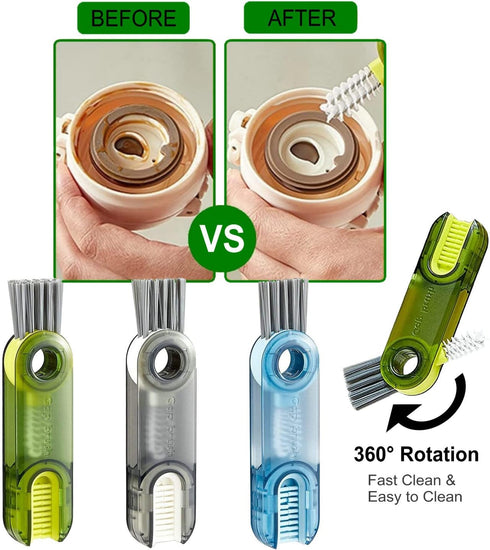3 in 1 Multifunctional Cleaning Brush Tiny Bottle Cup Lid Brush Straw Cleaner Tools Multi-Functional Crevice Cleaning Brush Home Kitchen Cleaning ...