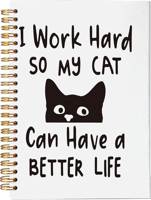 Cat Spiral Notebook Journal 5.5 x 8.3 inches,Funny Peeking Spiral Notebook,Cat Themed Lined Hardcover Spiral Notebook,Gifts for Cat Lovers Cat Mom...