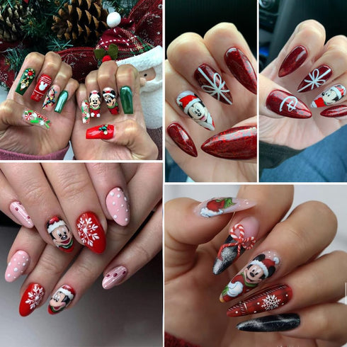 4 Sheets Christmas Nail Art Stickers Cute Cartoon Nail Decals Self Adhesive 3D Nail Art Charms Supplies Xmas Nail Art Design Kawaii Nail Stickers ...