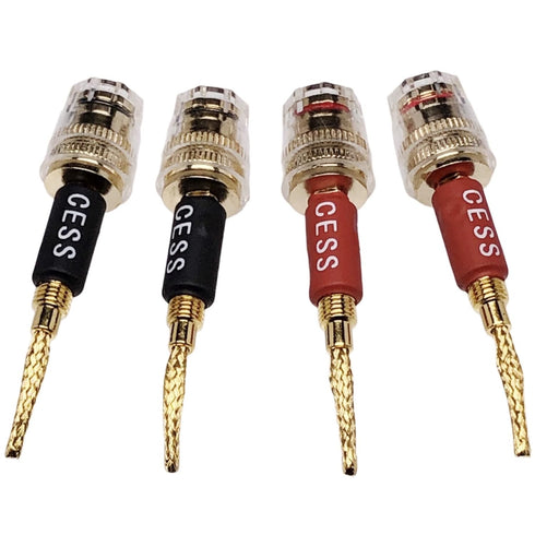 CESS-220 Pin Banana Plug to 4mm Female Banana Jack/Speaker Wire, 4 Pack (Braided-Type to 4mm)...