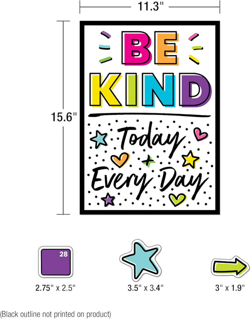 129 Pcs. Carson Dellosa Kind Vibes Calendar Bulletin Board Set, Colorful Bulletin Board Calendar Classroom Décor with Motivational Mini Posters, N...