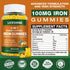 2 Pack Vegan 100MG Iron Supplement Gummies for Women & Men - with Vitamin C, A, B for Adults & Kids - Blood Builder & Energy Support for Iron Defi...