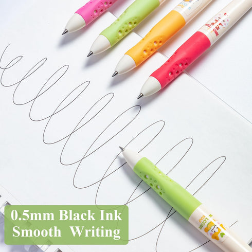 M&G Cute Gel Pens, 0.5mm Kawaii Gel Pens Smooth Writing Pens, 12 Pcs Black Retractable Gel Ink Rollerball Pens Fine Point, Aesthetic Journaling Ge...