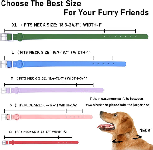 Waterproof Dog Collar, Adjustable Odor Proof Dog Collars Easy to Clean, Soft Comfortable Pet Collars for Large, Medium Small Dogs (Strawberry Red,...