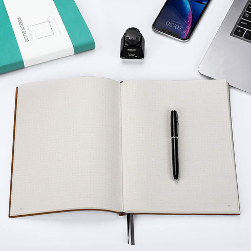 RETTACY Dotted Journal Notebook 2-Pack - B5 Bullet Dotted Grid Journal with 192 Numbered Pages per Pack, 100 GSM Acid-Free Paper, Leather Softcove...
