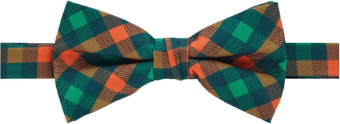 Jacob Alexander Men's Checkered Plaid Pre-Tied Adjustable Banded Bow Tie - Green Orange...