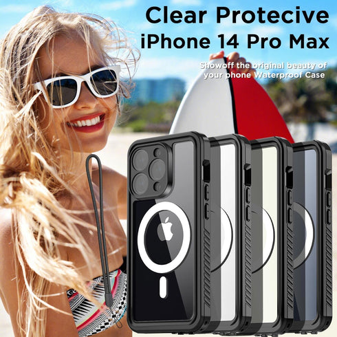 AICase iPhone 14 Pro Max Case Waterproof with MagSafe Clear Snowproof,Dustproof and Shockproof,IP68 Certified Full Body 360 Protection Fully Seale...
