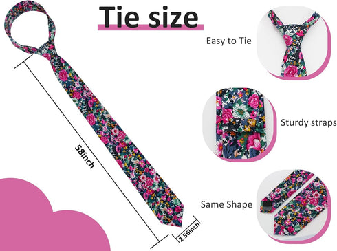 Floral Ties for Men 2.56" Colorful Mens Skinny Tie Cotton Neckties for Wedding Party Graduation...