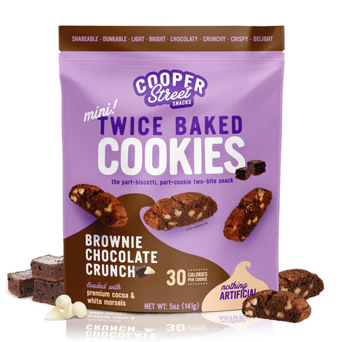 Cooper Street Twice Baked Brownie Chocolate Biscotti Cookies - Light and Crispy Coffee Cookie Bites - Traditional Low Calorie Italian Snacks for A...