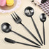 Serving Utensils Set, LAZAHOME Matte Black 5-Piece Hostess Set, Stainless Steel Silverware Flatware Cutlery Serving Set for Dinner Parties Enterta...