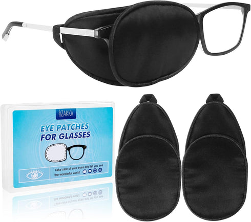 eZAKKA Eye Patches for Adults Kids, Eye Patch for Glasses, Medical Soft Eye Patch for Lazy Eye Amblyopia Strabismus and After Surgery (Black+Black...