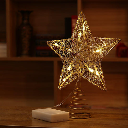 Christmas Tree Topper LED Star Battery Operated Treetop Decoration (Gold)...
