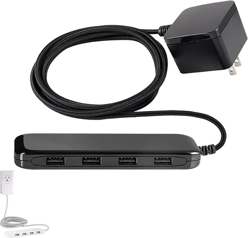 UltraPro Wall Charger, 4 Port USB Charger, 6 Ft Cord, Multi USB Charger Station, Black, 54734......