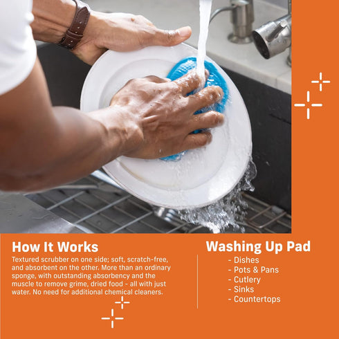E-Cloth Washing Up Pad, Premium Microfiber Non-Scratch Kitchen Dish Scrubber Sponge, Ideal for Dish, Sink and Countertop Cleaning, 100 Wash Guaran...