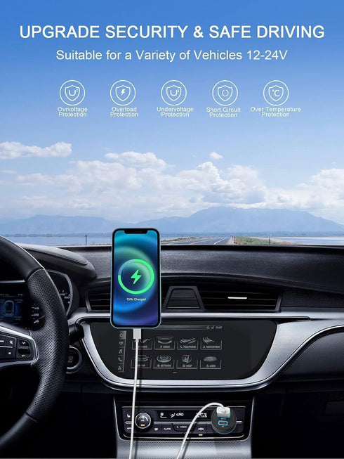 QGeeM USB C Car Charger Adapter, 2Pack 91W Fast Charging Cigarette Lighter Charger with PD3.0, USB Type-C Phone Charger Compatible for iPhone 15 1...