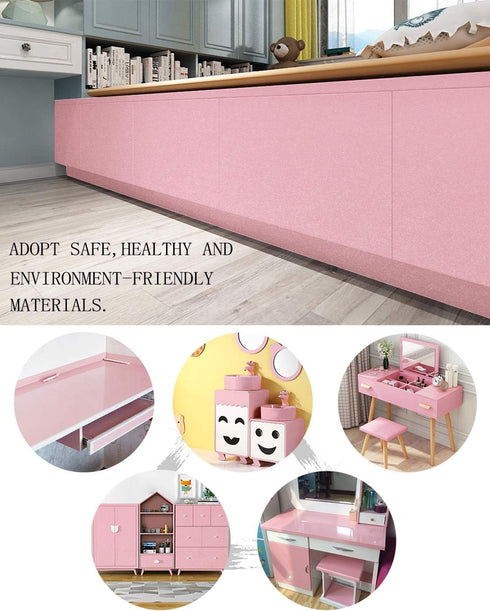 15.8”×197”Glossy Pink Contact Paper Peel and Stick Countertop Contact Paper Self-adhesive Removable Glitter Contact Paper Waterproof Wallpaper Dec...