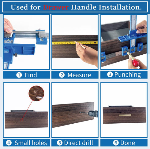 King&Charles Cabinet Hardware Jig, Cabinet Handle Jig + Automatic Hole Punch + Point Drill Bits, Cabinet Jig for Handles and Pulls on Drawers/Cabi...