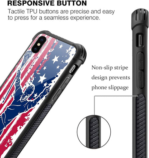 Compatible with iPhone XR Case Lacrosse American Flag Graphic for Girls,Picture Pattern Design Shockproof Anti-Scratch Hard PC Back Case for iPhon...