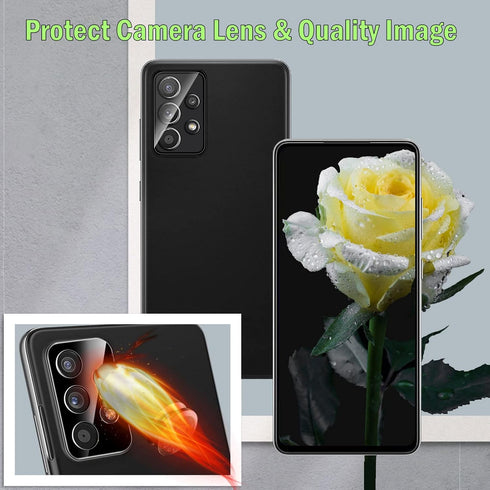 3 Pack Screen Protector Compatible for Samsung Galaxy A53 5G with 3 Pack Camera Lens Protector, Ultra HD Tempered Glass, 9H Hardness, Anti-Scratch...