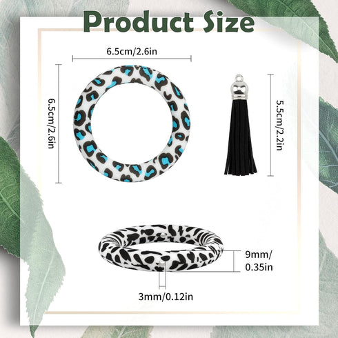 MissAudrey 32 Pcs Silicone Beadable O Rings Beads with Tassel, 65mm Silicone Bead Loop Round Silicone Bead Bulk for DIY Keychain Car Bracelet Jewe...