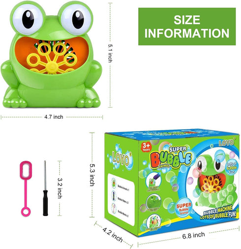 Automatic Bubble Machine with 5pcs Bubble Concentrate, Bubble Blower Toys for Kids,Frog Bubble Blower Machine Make Over 500 Bubbles per Minute for...