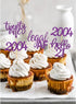 24 Pcs Glitter 21st Birthday Cupcake Toppers for Celebrating Twenty-One Years Old Birthday Party Decorations (Purple Glitter)...