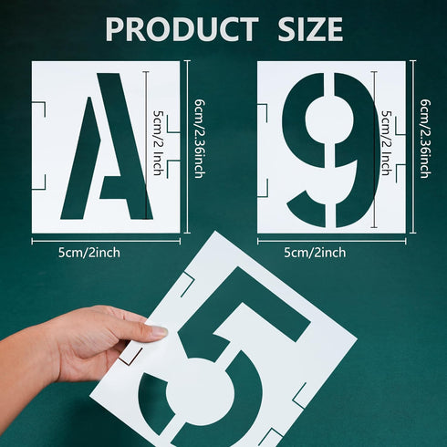 2 Inch Letter Stencils 42 Pcs ReusableTemplates Symbol Numbers Interlocking Stencil Kit Plastic Number Stencils for Wood,Wall,Paper,Fabric,Glass,S...