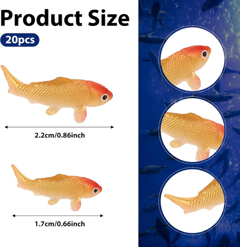 Mini Koi Fish 20 Pcs Goldfish Figurines Miniature Tiny Carps Garden Supplies, Plastic Fish Figures Small Goldfish Miniature Carp Ornament Garden D...