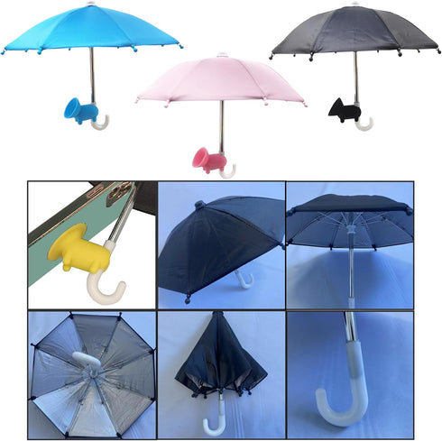 3 Pcs Phone Umbrella Cell, Phone Umbrella for Sun Shad with Suction Cup Stand, Outdoor Sun Phone Umbrella Mobile Holder for Phone with Adjustable ...