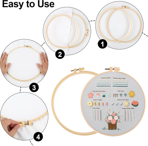 Jyphorixal Embroidery Kit for Beginners Adults Cross Stitch Starter Kit Needle Point Supplies 28 Basic Stitches in 3 Set......