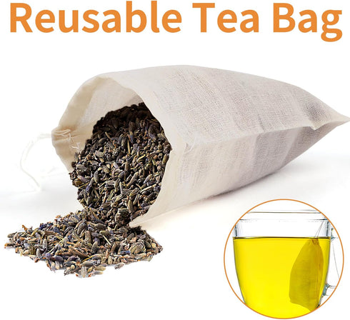 40 Pcs Empty Spice Bags for Cooking Soup, Reusable Tea Bags for Loose Tea, 4x6 In Natural Muslin Drawstring Bag, Small Cheese Cloth Cotton Bag for...