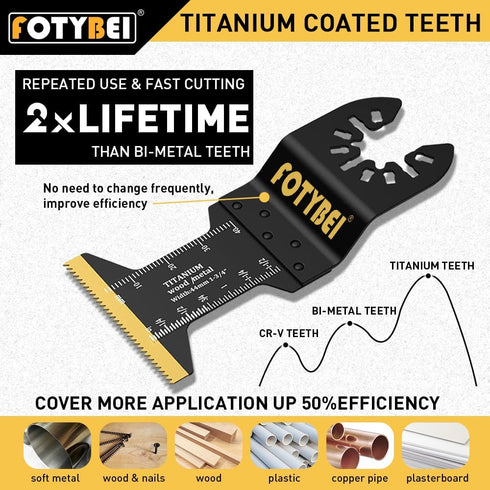 Titanium Oscillating Multi Tool Blades, Oscillating Saw Blades for Wood Metal Plastic Nails Cutting, Fit Dewalt Bosch Milwaukee Makita Rockwell...