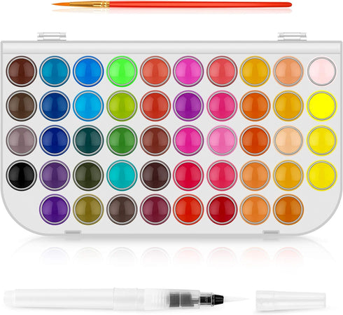 Taotree Watercolor Paint Set, 48-Color Watercolors Cake & a Brush a Refillable Water Brush Pen, Painting Supplies Gifts Trendy Stuff, Easter Baske...