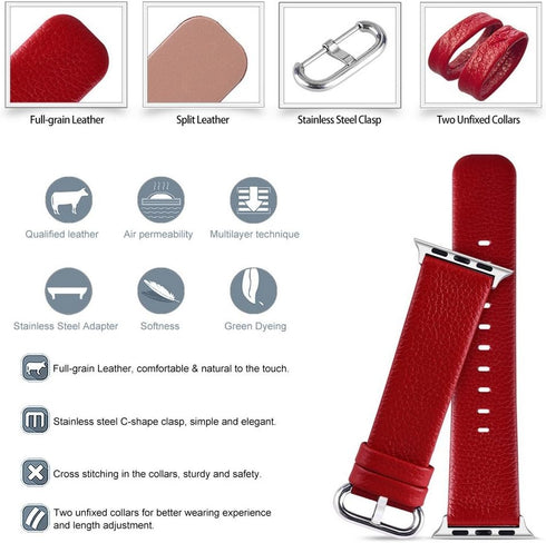 Fullmosa Leather Bands Compatible with Apple Watch Band 49mm 46mm 45mm 44mm 42mm 41mm 40mm 38mm Men Women for iWatch Ultra 2/Ultra/10/9/8/7/6/5/4/...