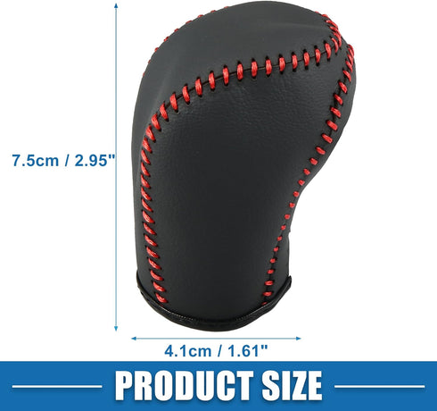 Gear Shifting Knob Cover Automatic Transmission Lever Trim for Honda Civic 10th Gen 2016-2021 PU Leather Black Red Line...