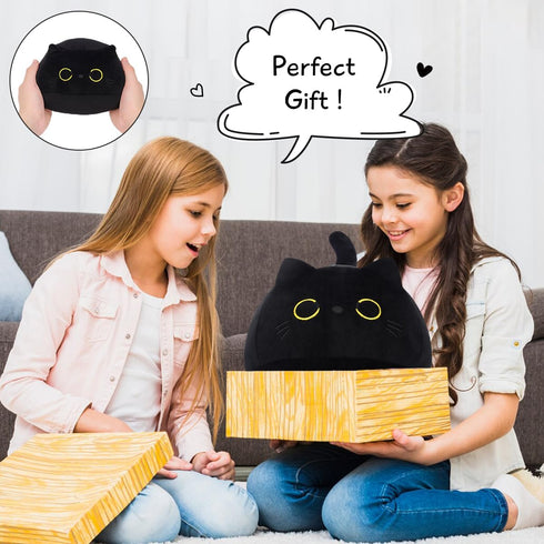 Black Cat Plush, 9.8" Cat Stuffed Animal, Soft Cute Cat Plushie, 3D Cat Shape Design Pillow for Boys Girls, Sofa Bedroom (Black Cat)...