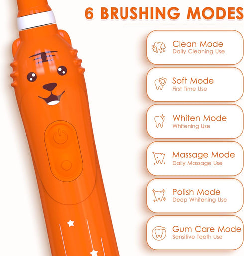 Kids Sonic Electric Toothbrush, Rechargeable Smart Toothbrush for Children Toothbrush for Toddlers Boys Girls Age 3-12 with 30s Reminder, 2 Mins T...