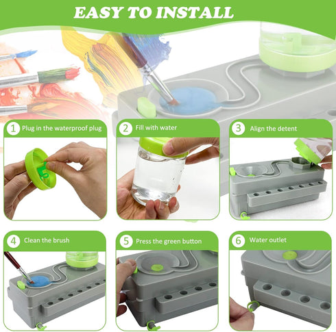 Paint Brush Cleaner Upgrade Painting Supplies, Painting Station with Drain, Strengthen Water Recycling Brush Rinser, Paint Brush Cleaner Tool for ...